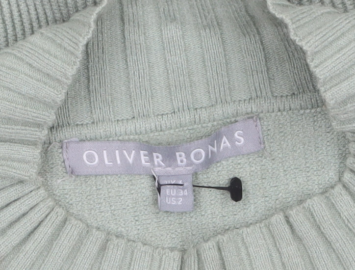 Oliver Bonas Women’s Green Mock Neck Knit Jumper Size 6