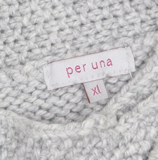 Marks and Spencer Per Una Womens Grey XL Chunky Knit Button Cardigan