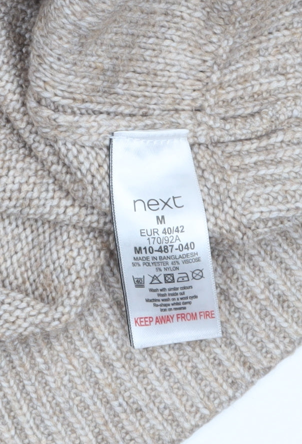 Next Women Beige Roll Neck Knit Jumper Size 14 Regular Fit