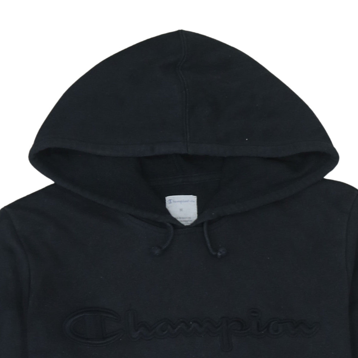 Champion Men's Black Pullover Hoodie M Fleece Logo Sweatshirt
