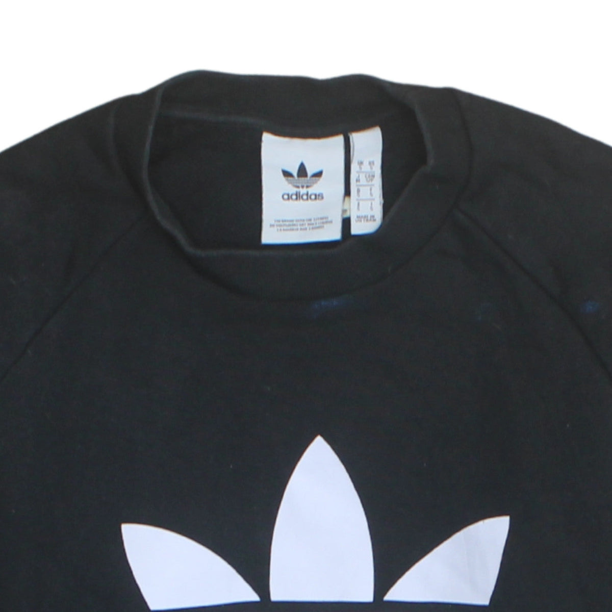 Adidas Mens Black Small Trefoil Logo Pullover Sweatshirt