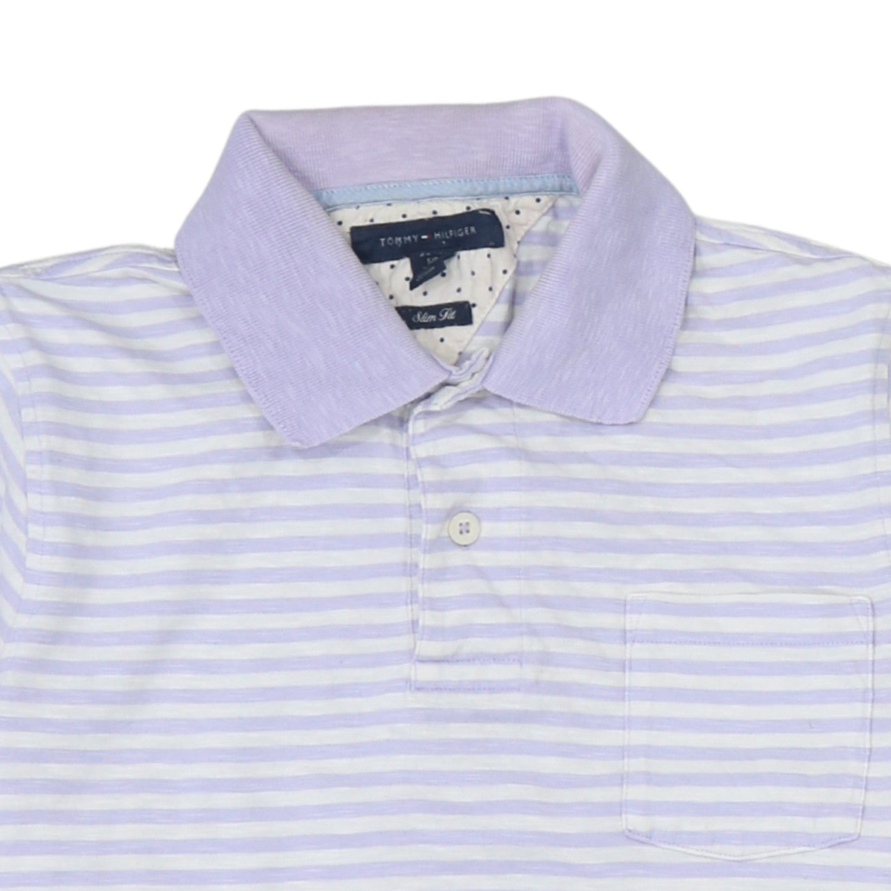 Tommy Hilfiger Men's Purple Striped Slim Fit Cotton Polo Shirt S