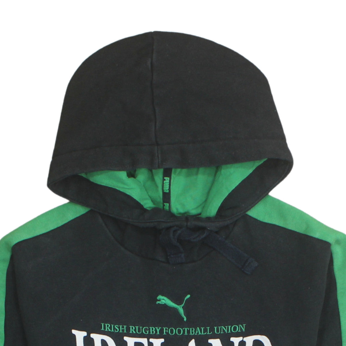 Puma Men’s Black Green Ireland Rugby Hoodie Size S Pullover