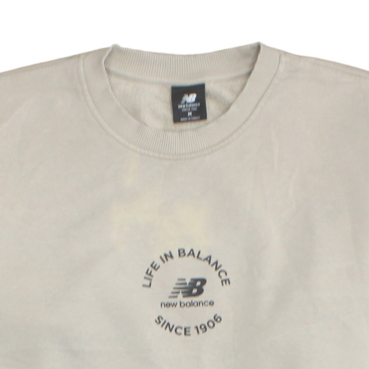 New Balance Womens Beige Crew Neck Pullover Sweatshirt M Cotton Blend