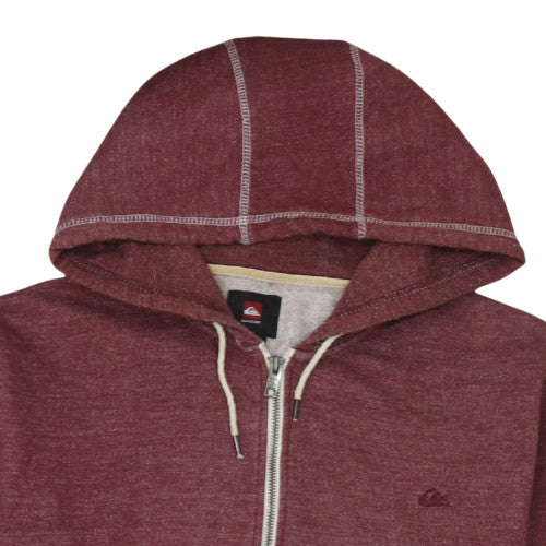 Quiksilver Mens Red Full Zip Hoodie Size M Regular Fit Cotton Blend