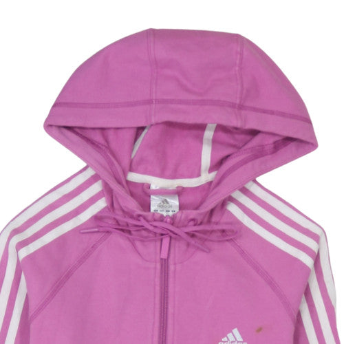 Adidas Womens Pink Full Zip Hoodie Size 8 Hooded Sportswear