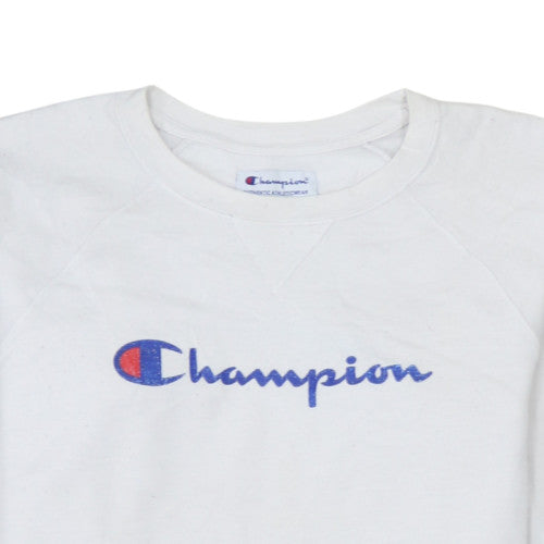 Champion Men's White Small Pullover Sweatshirt Crew Neck Logo