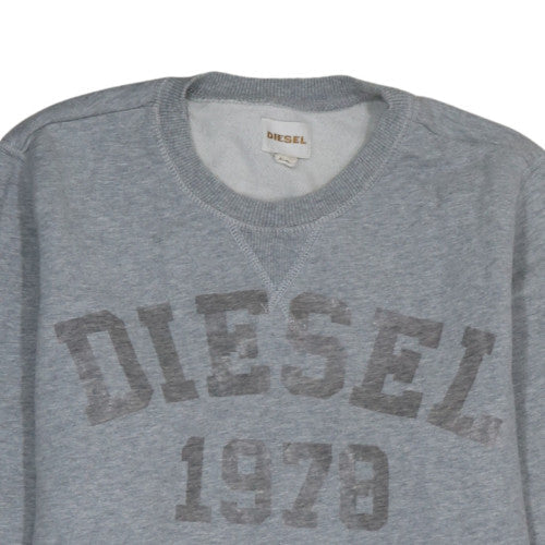 Diesel Men's Grey Cotton Crew Neck Graphic Sweatshirt S