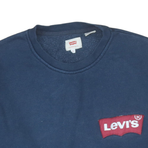 Levi's Men's Blue Crew Neck Sweatshirt M Cotton Logo Classic Style