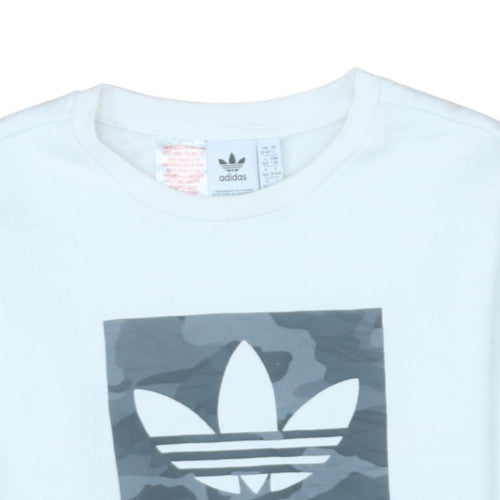 Adidas Boys White Camo Logo Crew Neck Pullover Sweatshirt 13-14 Years