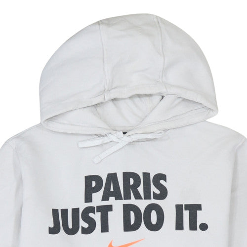 Nike Mens White Pullover Hoodie M Logo Graphic Fleece Sportswear