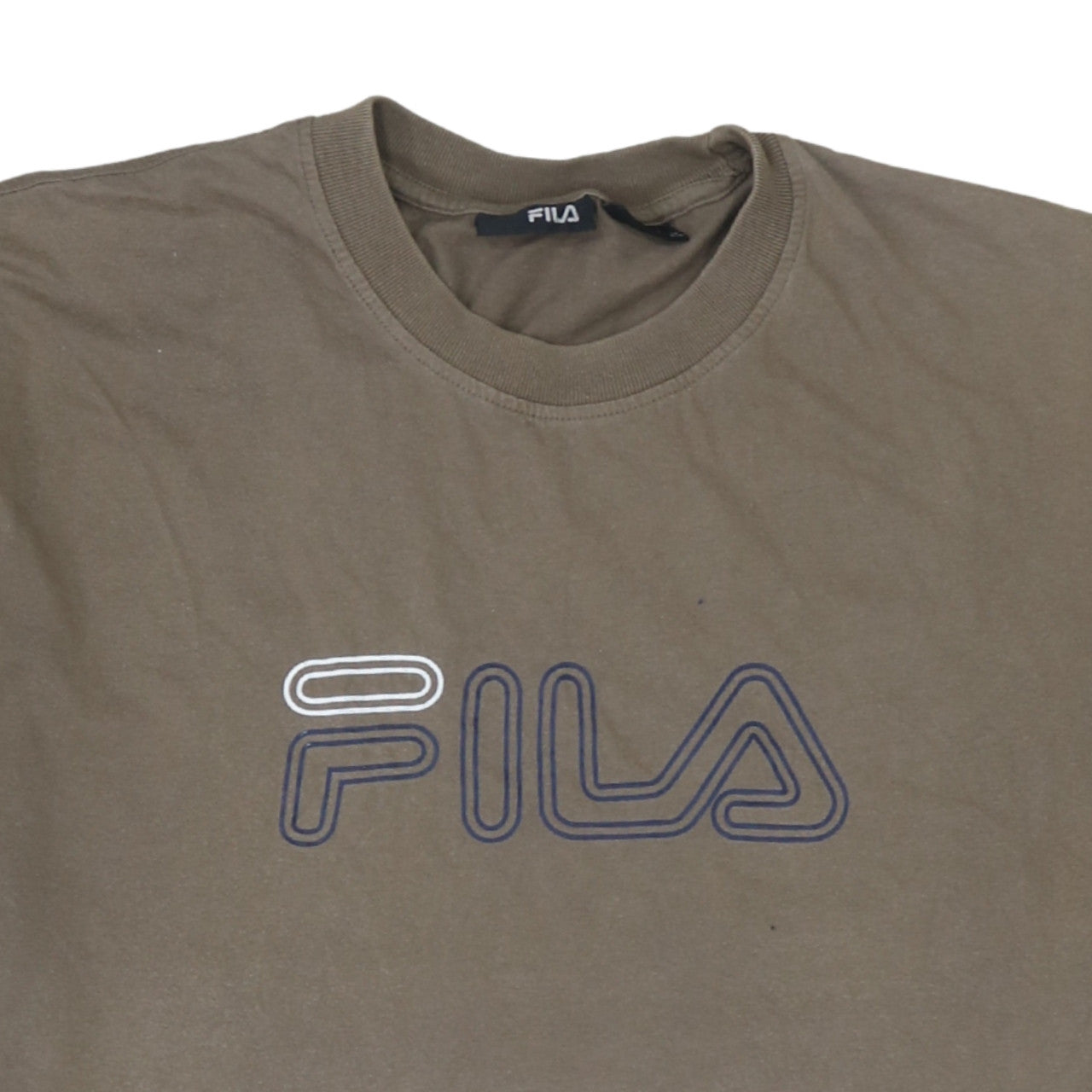 FILA Men's Brown Crew Neck Short Sleeve T-Shirt Size L Casual Logo Tee