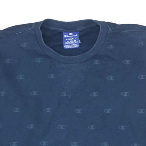Champion Mens Blue XS Crew Neck Pullover Sweatshirt