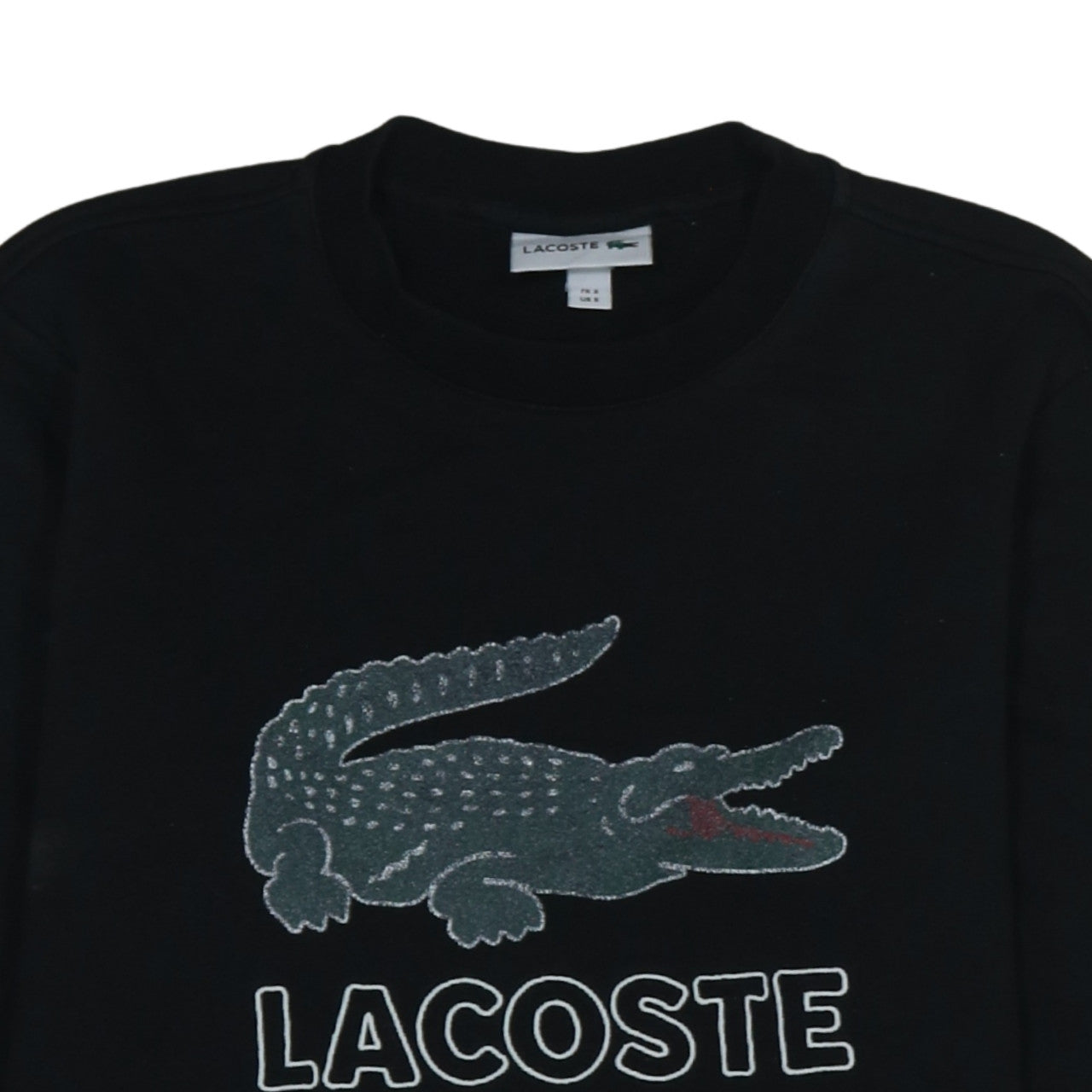 Lacoste Men's Black Crew Neck Sweatshirt Size S Embroidered Crocodile Logo