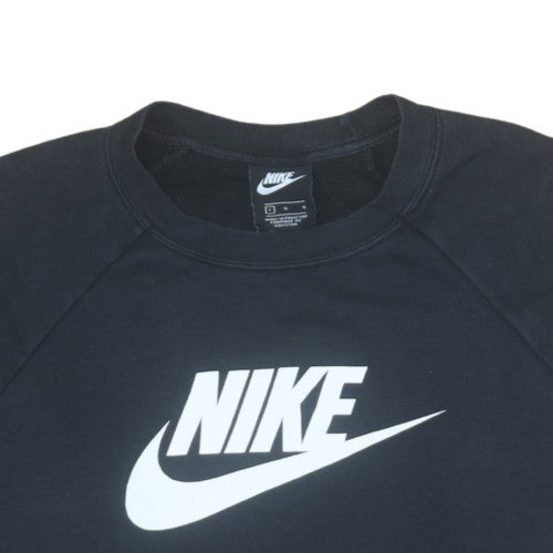 Nike Women Black Large Pullover Sweatshirt Crew Neck Logo Cotton Blend