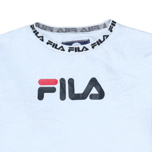 Fila Boys White Crew Neck Logo Sweatshirt 13-15 Years Polyester Cotton