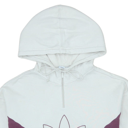 Adidas Womens White Colourblock Hooded Pullover Sweatshirt XS