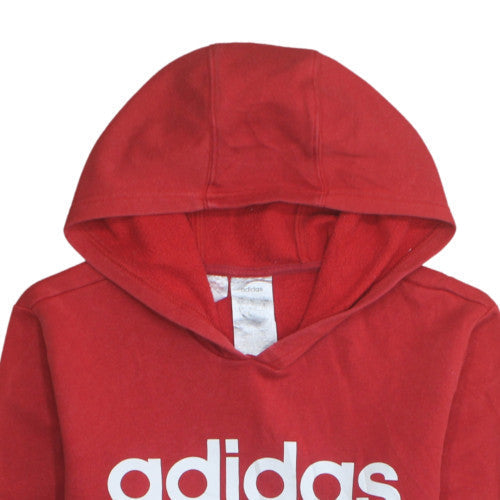 Adidas Boys Red & Navy Pullover Hoodie 15-16 Years Colourblock Logo Sweatshirt