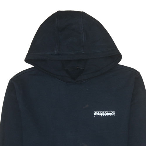 Napapijri Men's Black XL Pullover Hoodie Logo Graphic Cotton Blend