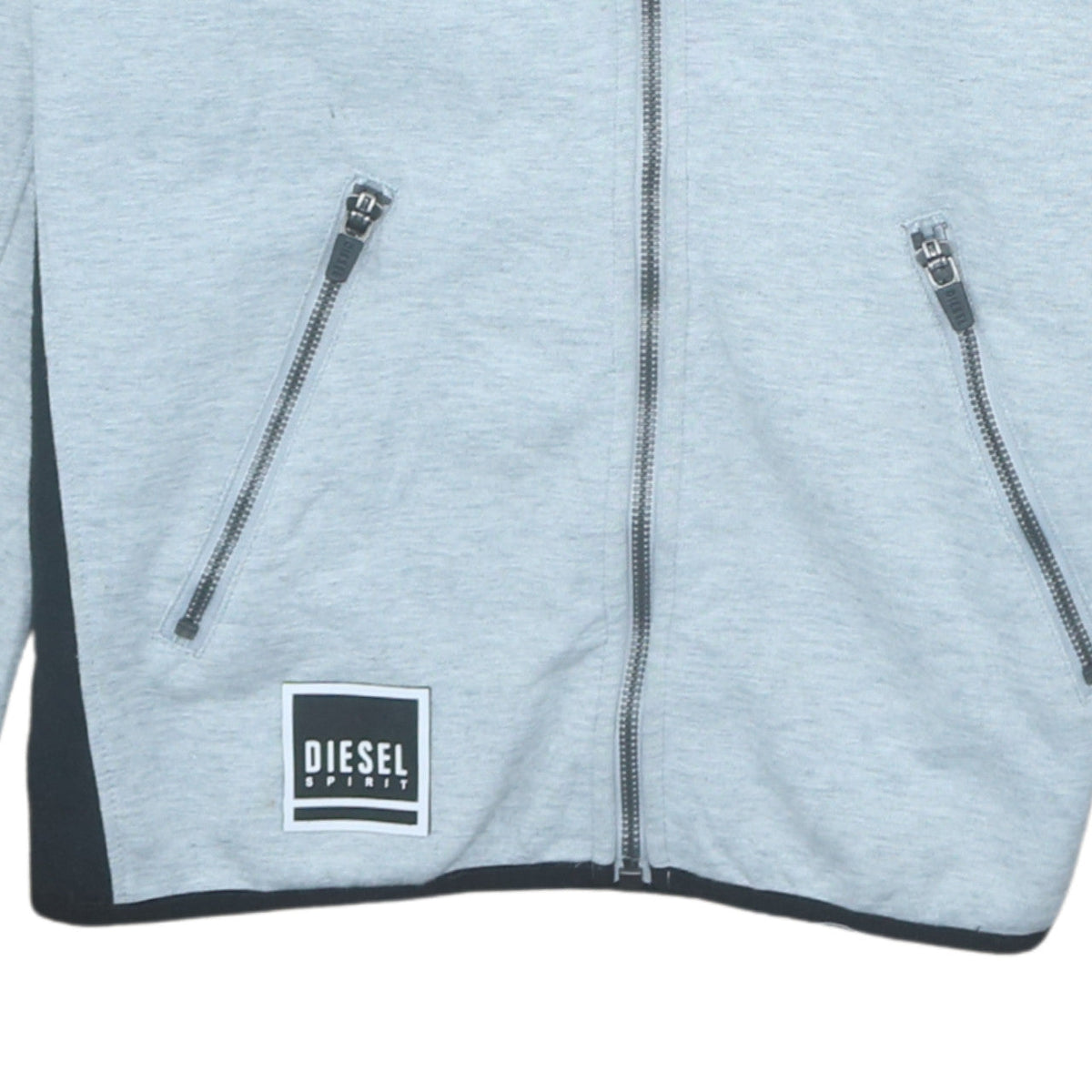 Diesel Mens Grey Full Zip Hoodie Medium Logo Hooded Sweatshirt