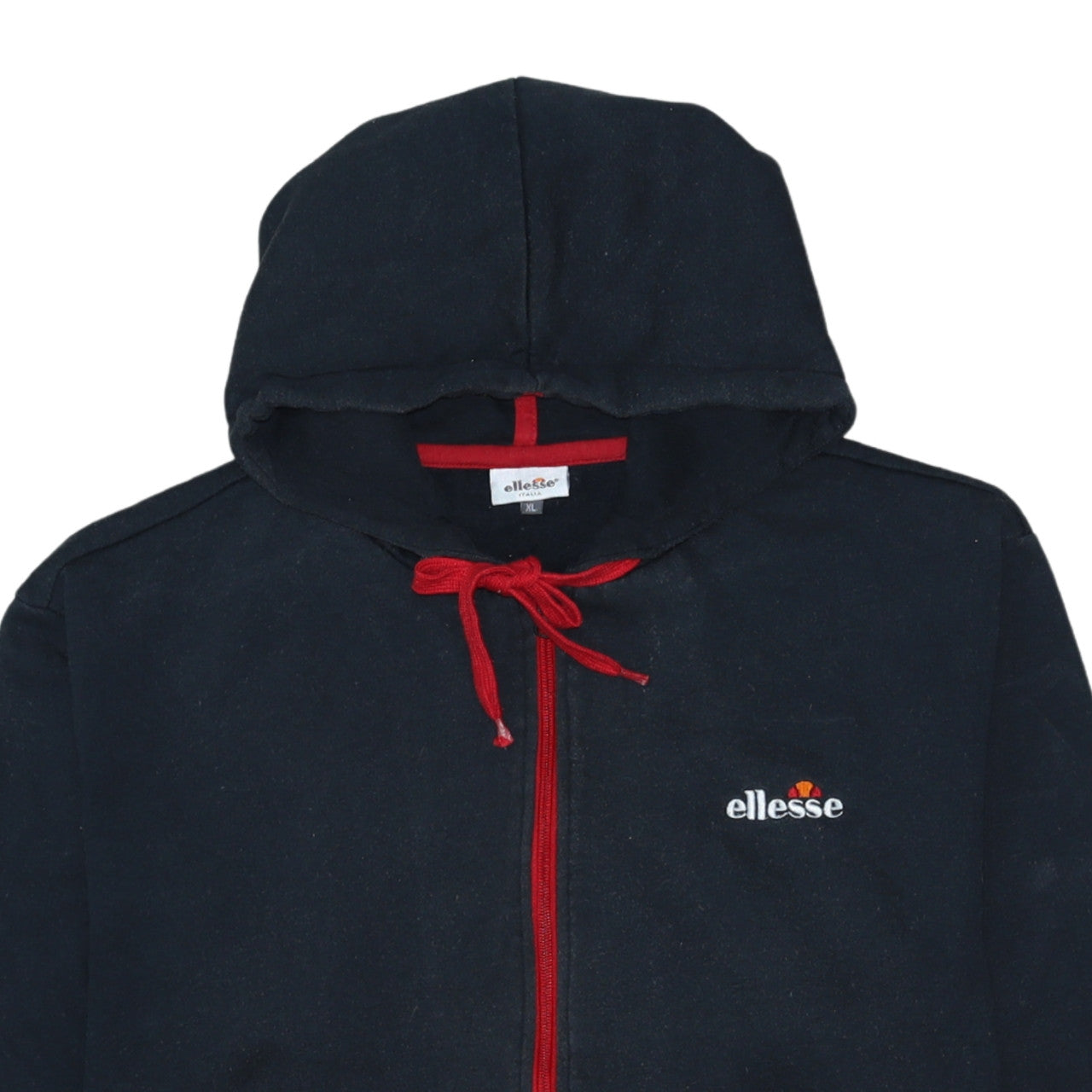 Ellesse Men's Black XL Full Zip Hoodie with Red Trim Sportswear