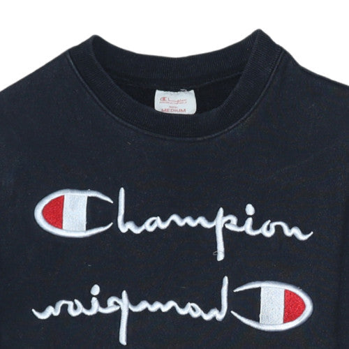 Champion Womens Black Medium Pullover Sweatshirt with Embroidered Logo
