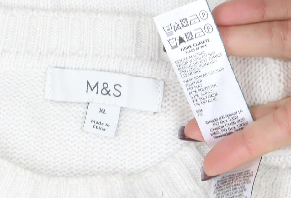 Marks & Spencer Women’s Ivory Wool Blend Star Jumper XL