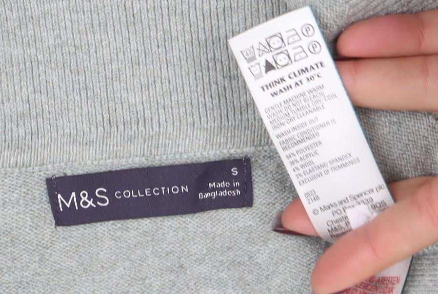 Marks & Spencer Women Grey Collared V-Neck Knit Jumper Size S