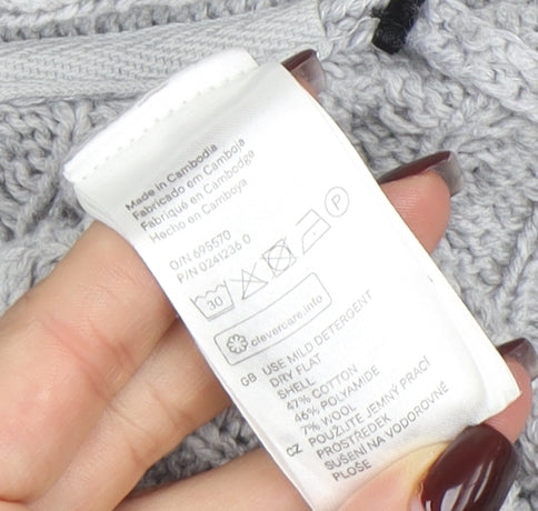 L.O.G.G. Womens Grey Cable-Knit Open Cardigan Size 12