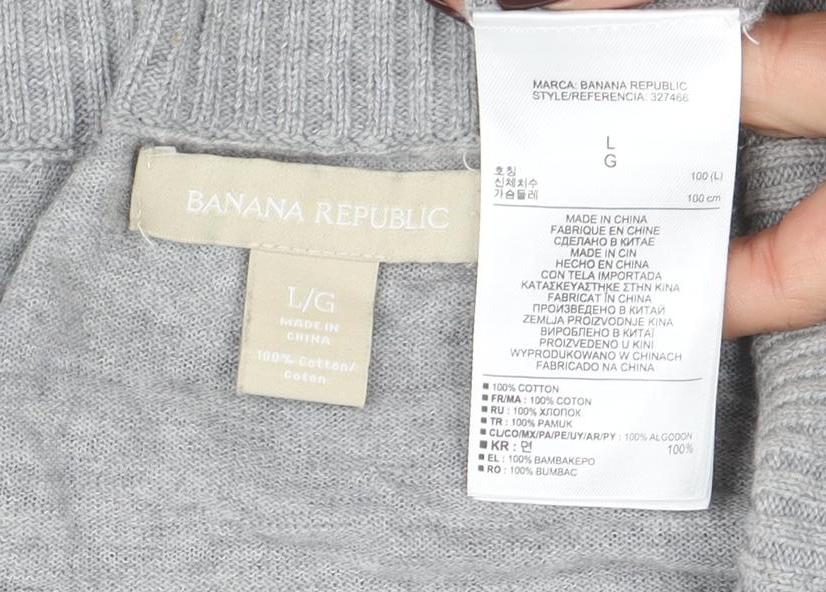 Banana Republic Women's Grey Cotton Roll Neck Cardigan Size L