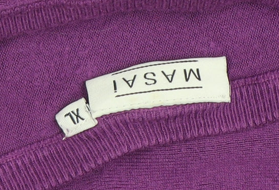 Masai Womens Purple Tunic Blouse XL Cotton Blend Relaxed Fit