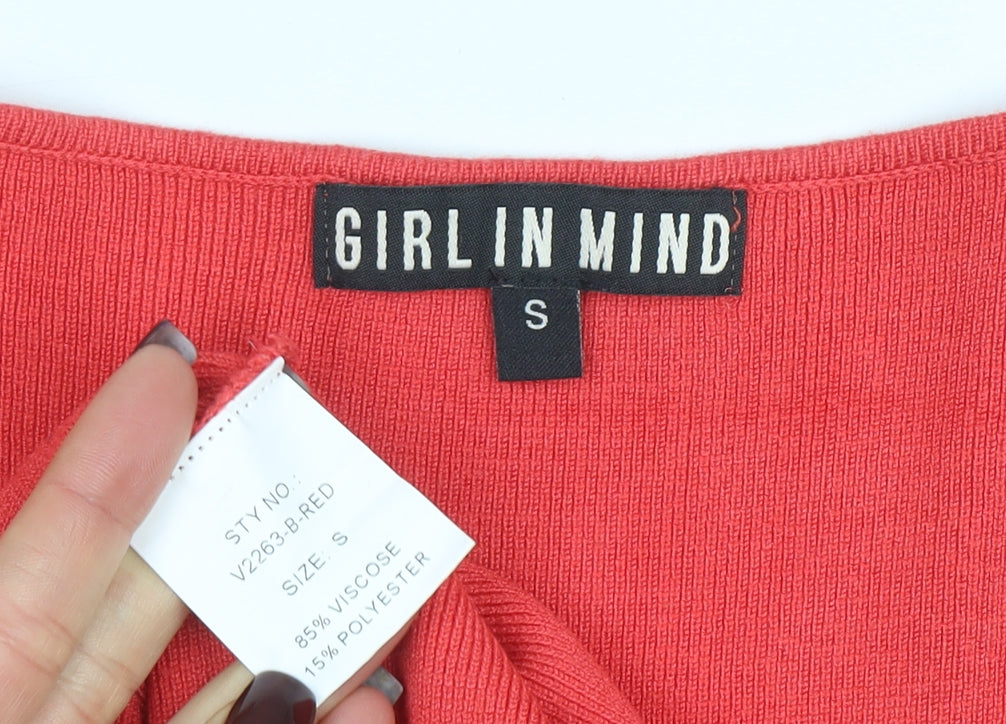 Girl In Mind Women’s Red Bodycon Midi Dress Size S