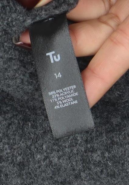Tu Womens Grey Cable Knit Wool Blend Size 14 Jumper
