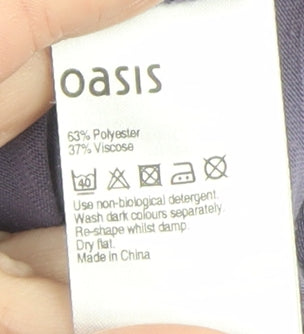 Oasis Women Purple Short Sleeve Basic T-Shirt Size S