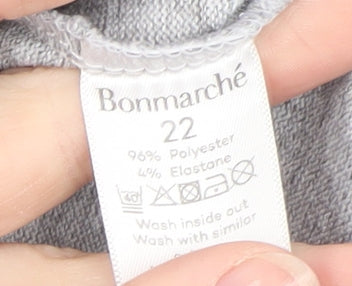 Bonmarché Womens Grey Long Sleeve Basic Jersey Top Size 22