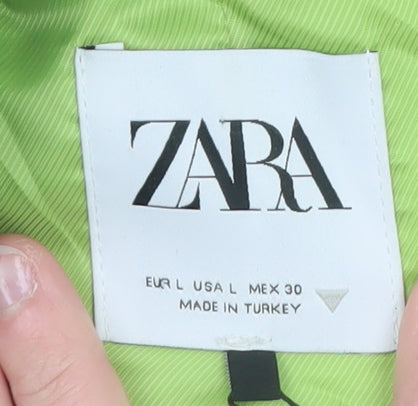 ZARA Women's Green Cropped Blazer Jacket Size L Smart Casual