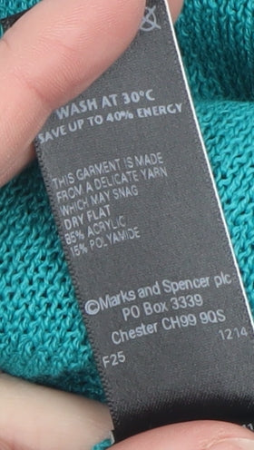 Marks & Spencer Women’s Blue Open Knit 3/4 Sleeve Cardigan UK 8