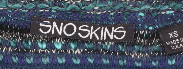 Sno Skins Women's Blue Striped Wool Blend Cardigan XS