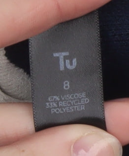 Tu Women Blue White Striped Crew Neck Long Sleeve Jumper Size 8