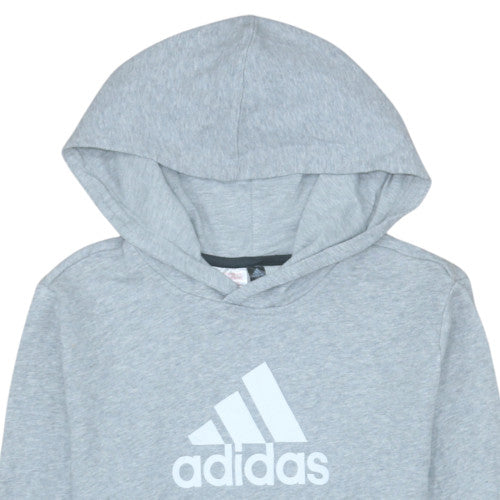 Adidas Boys Grey Colourblock Pullover Hoodie 14 Years