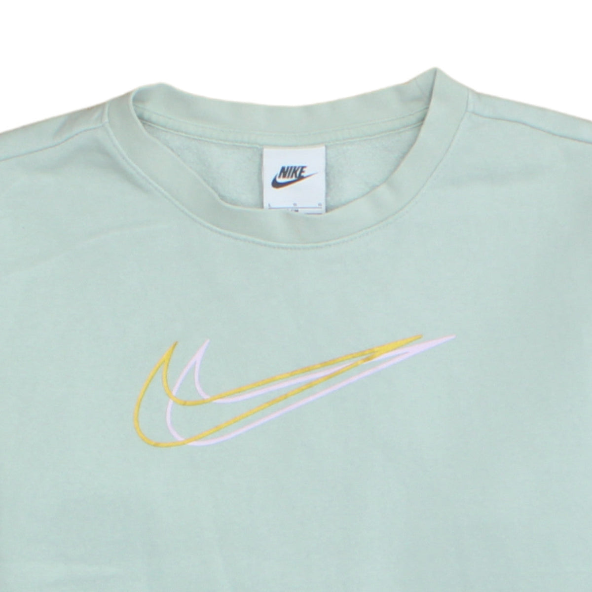 Nike Girls Green Logo Sweatshirt Size 146 Regular Fit Crew Neck