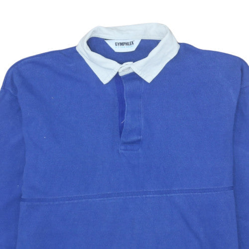 Gymphlex Boys Blue Long Sleeve Cotton Rugby Polo Shirt Size L