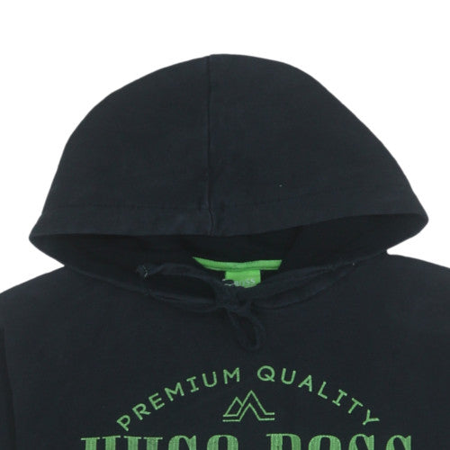 Hugo Boss Mens Black Pullover Hoodie Small Logo Fleece Sweatshirt