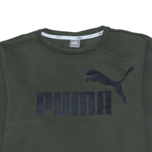 Puma Boys Green Crew Neck Sweatshirt Size 14 Years Fleece Logo Pullover