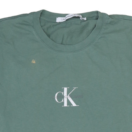 Calvin Klein Jeans Men's Green Cotton Short Sleeve T-Shirt L