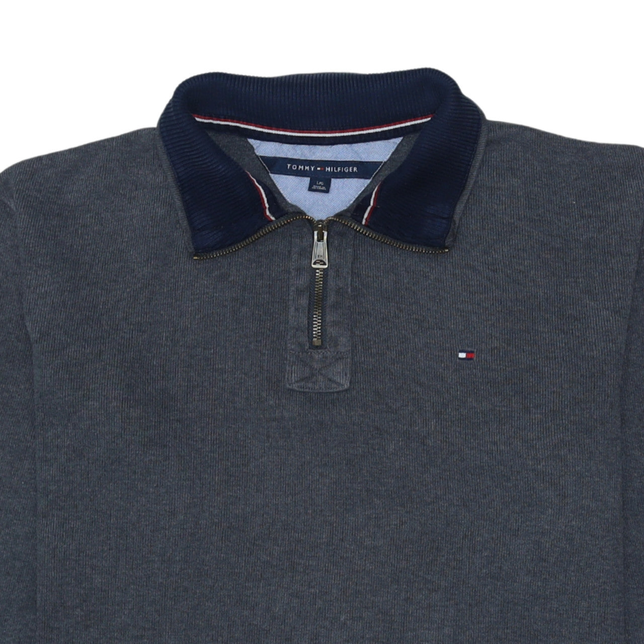 Tommy Hilfiger Mens Grey 1/2 Zip Collared Cotton Jumper L