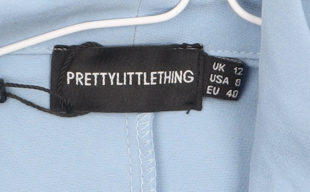 PrettyLittleThing Women Blue Blazer Jacket UK 12 Long Sleeve Double-Breasted