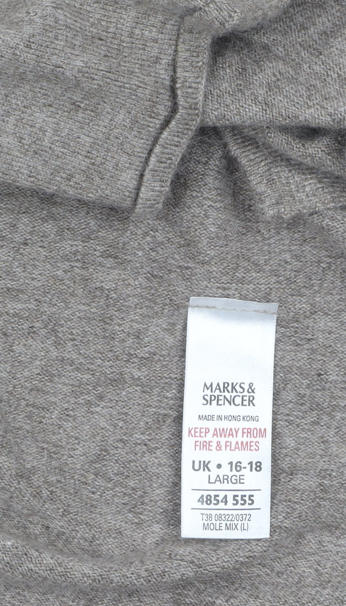 Marks and Spencer Women’s Beige Angora Cashmere Blend Long Sleeve Cardigan Size 16-18
