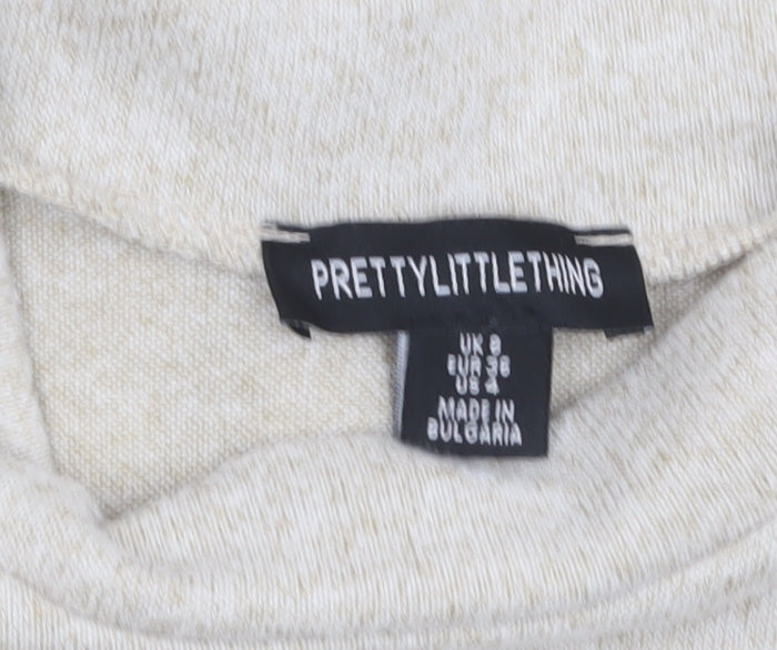 PrettyLittleThing Women Beige Size 8 Long Bodycon Knit Dress
