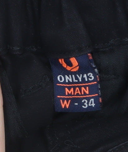 Only13 Mens Black Chino Shorts Size L 34in Regular Fit